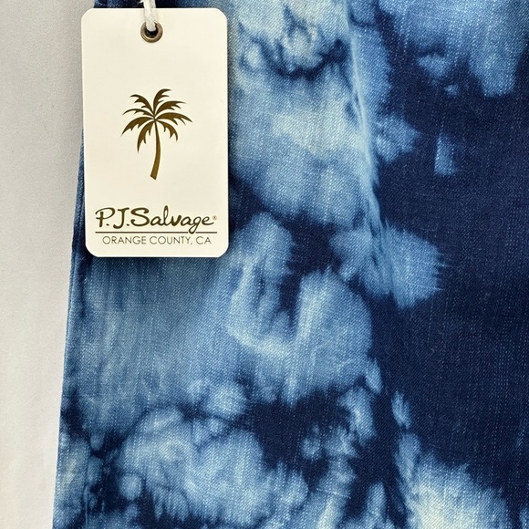 PJ Salvage Tie Dye 100% Cotton Raw Hem Lounge Pajama Sleep Pants - Navy - Small - Picture 6 of 10